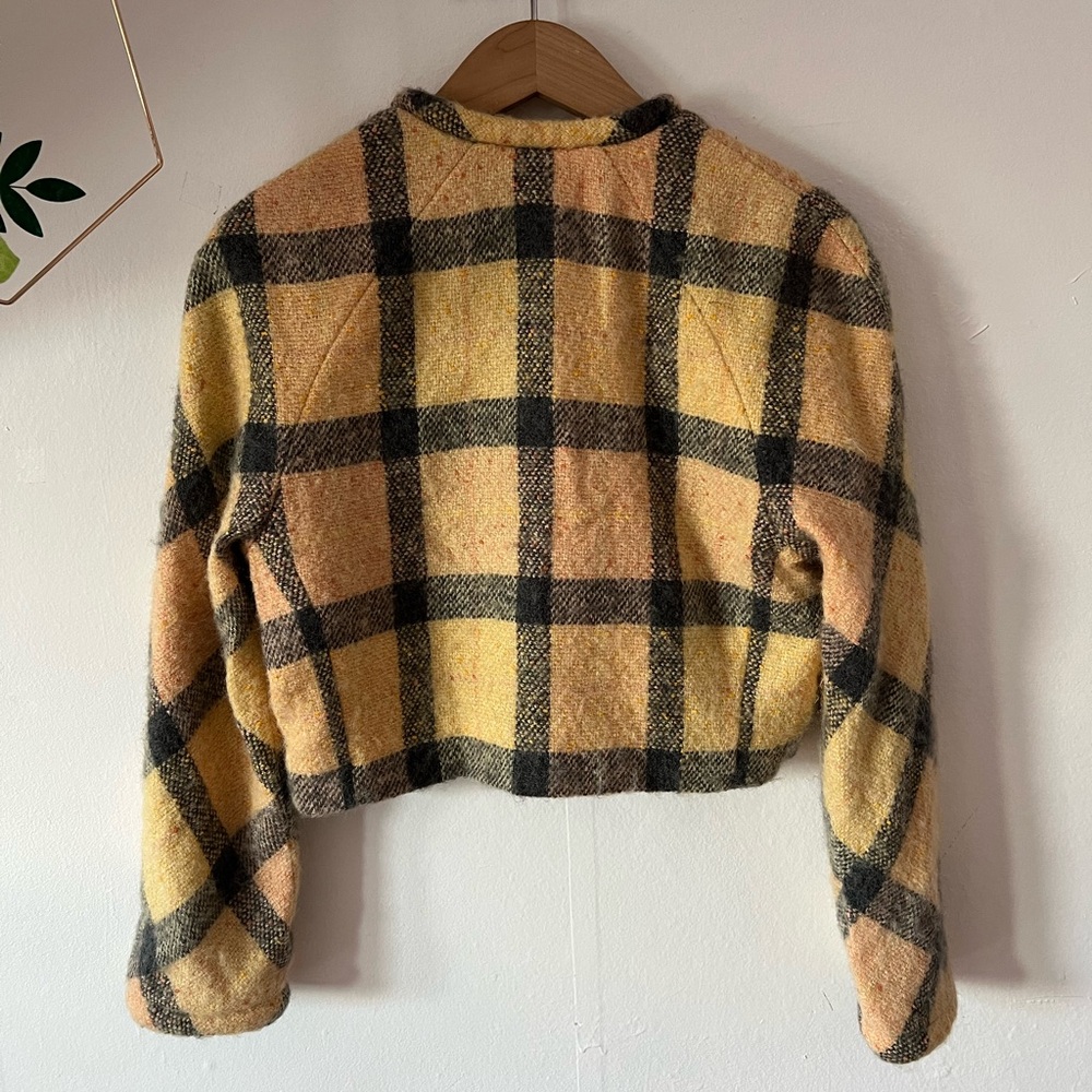 VTG 90s Carlisle crop wool mohair jacket 4 vintage MINT lined pockets roll cuffs - Picture 6 of 12